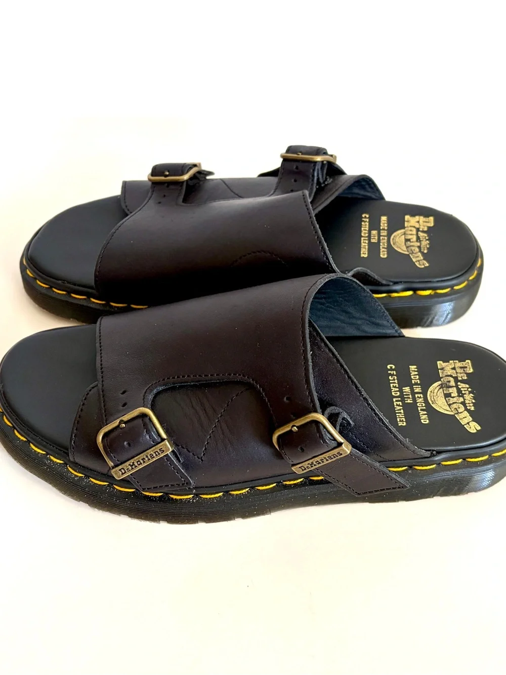 Dr. Martens Black Leather Dayne Slides Sandals Made in UK